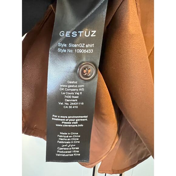 Gestuz Brown Button-Up Shirt, Size 36 - Picture 9 of 9